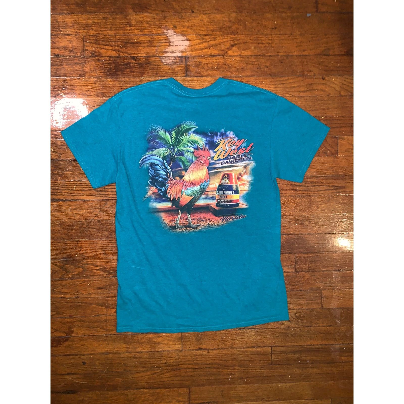 Harley Davidson Harley Davidson Key West T Shirt Teal Double Sided Medium Size US M / EU 48-50 / 2 - 2 Thumbnail