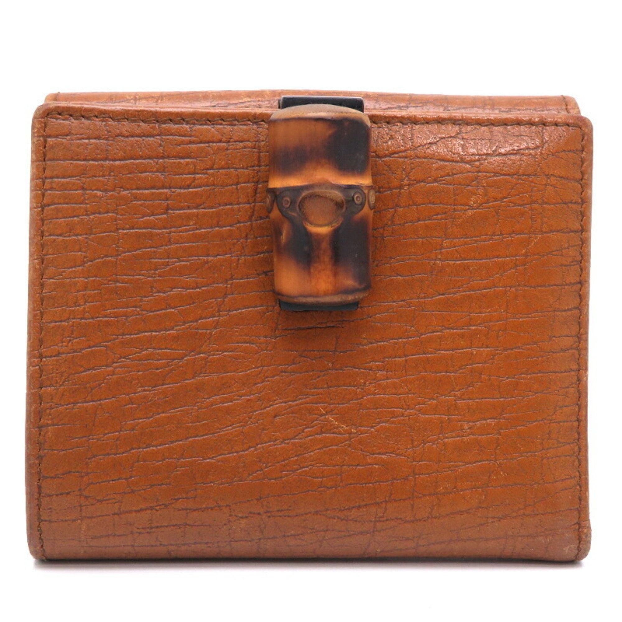 image of Gucci Bamboo Women's Bifold Wallet 112531 Leather Camel