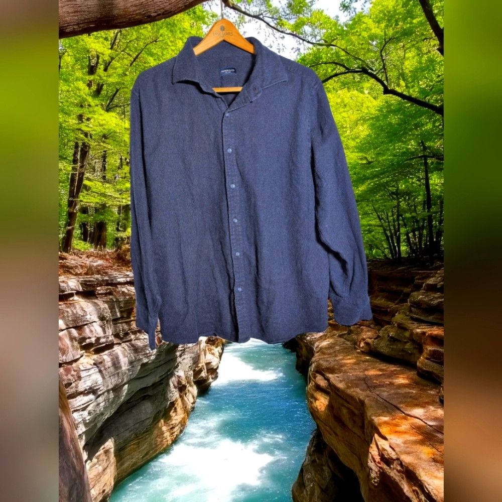 Designer Proper Cloth Canclini XL Navy Extra Large Herringbone Beaco Size US XL / EU 56 / 4 - 1 Thumbnail