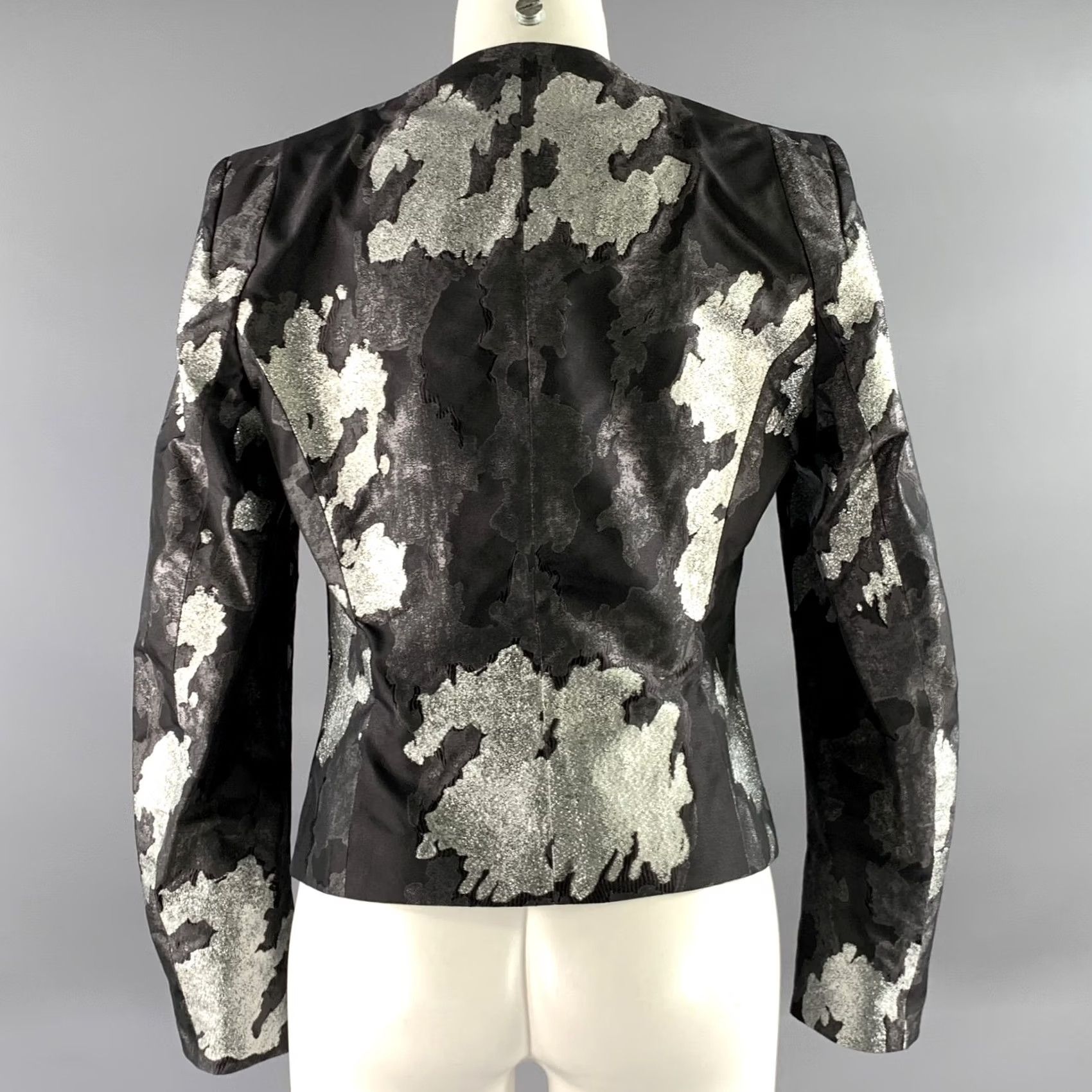Escada ESCADA Black Silver Silk Blend Two Button Jacket Size 4 Womens Size S / US 4 / IT 40 - 4 Thumbnail