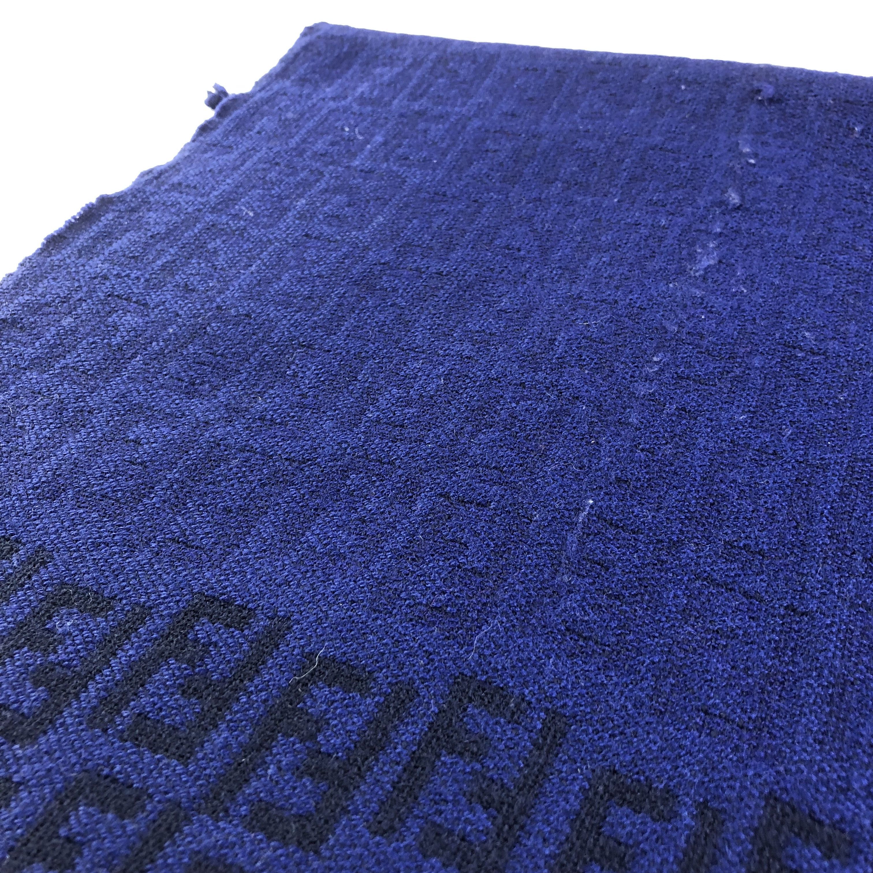 Fendi FENDI FF Monogram Blue Wool Scarf Muffler V1476 Size ONE SIZE - 4 Thumbnail
