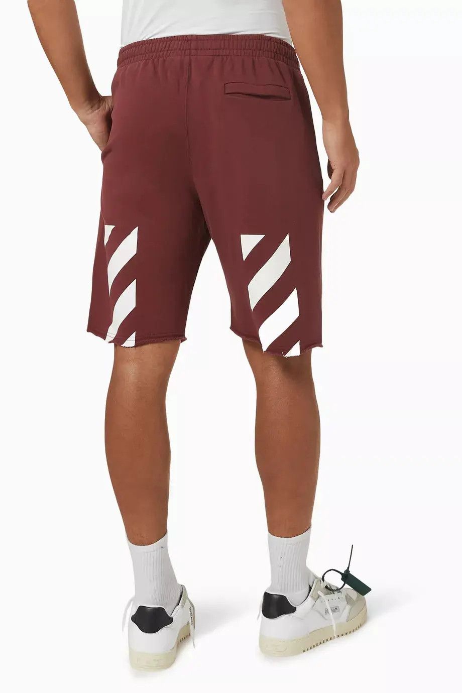 Off-White o1gr1nt1124 Diag Helvetica Sweatshort in Barolo Size US 34 / EU 50 - 6 Thumbnail