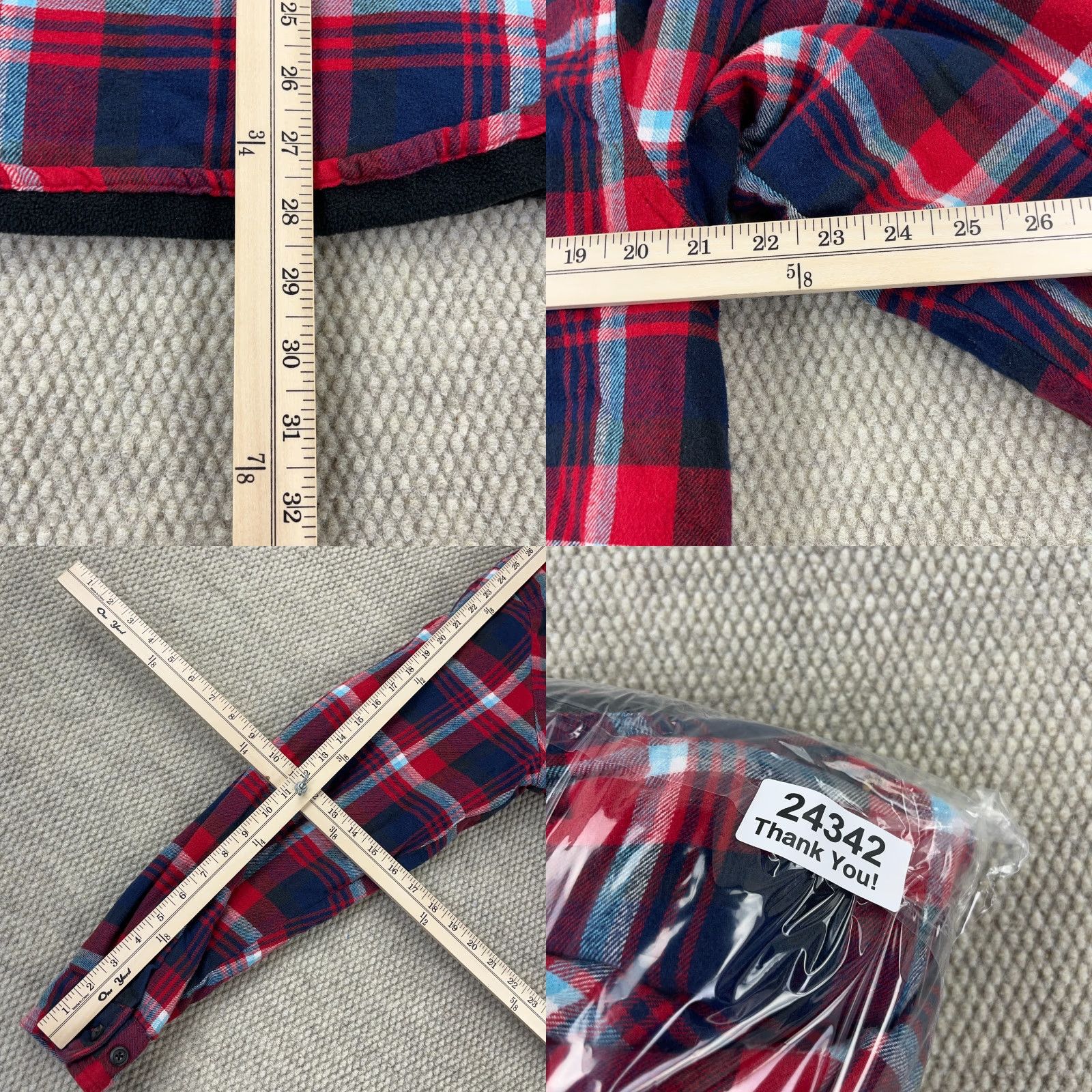 Vintage American Outdoorsman Shacket Shirt Jacket Men Medium Red Plaid Flannel Fleece Lined Size US M / EU 48-50 / 2 - 8 Thumbnail