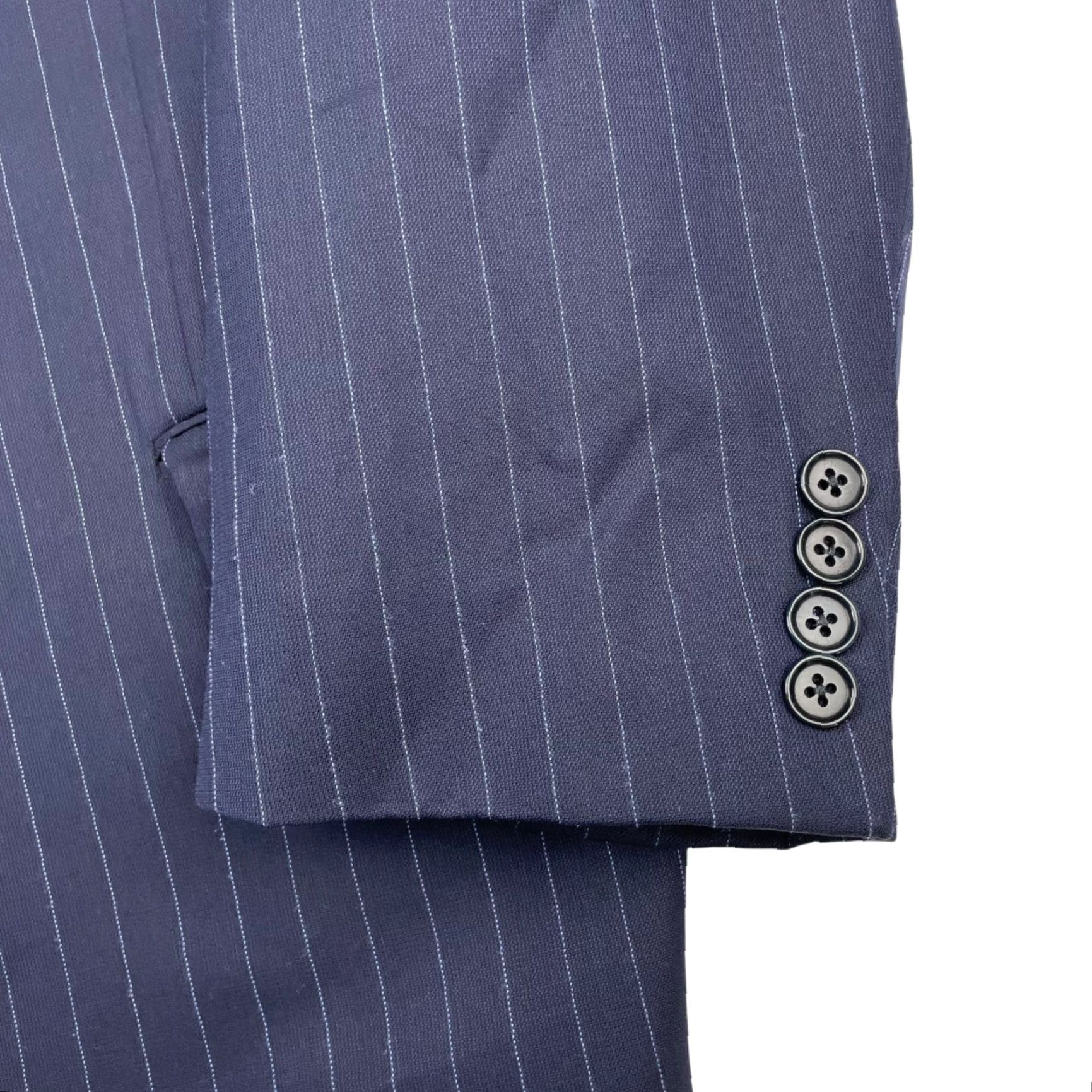Vintage VINTAGE Saint Andrews Blazer Navy Blue Stripe 2-Button Wool/Cashmere Italy 48R Mens Size 48R - 4 Thumbnail