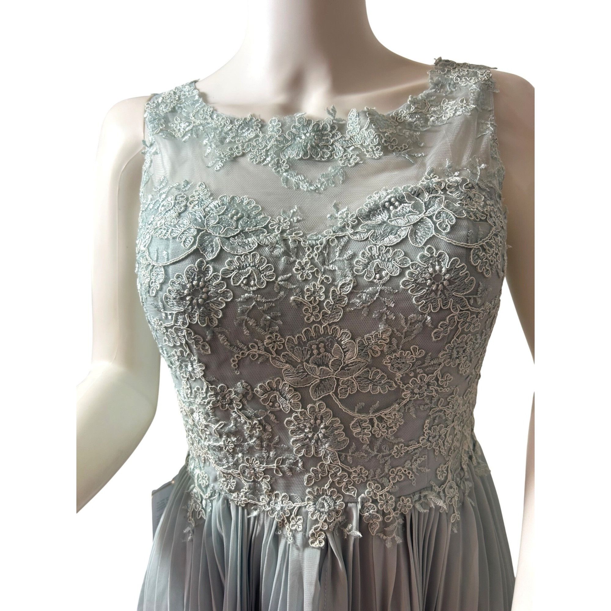 Other JJ’s House Cocktail Dress 4 Blue Green Lace Chiffon Pleats S Size S / US 4 / IT 40 - 9 Thumbnail
