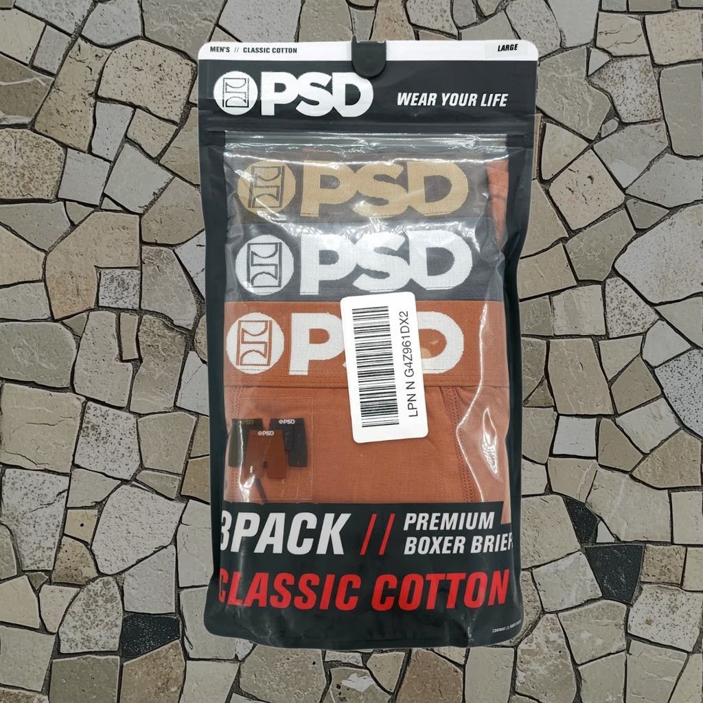 Vintage PSD Boxer Briefs Premium Classic Cotton 3 PACK Size LARGE 7 ...