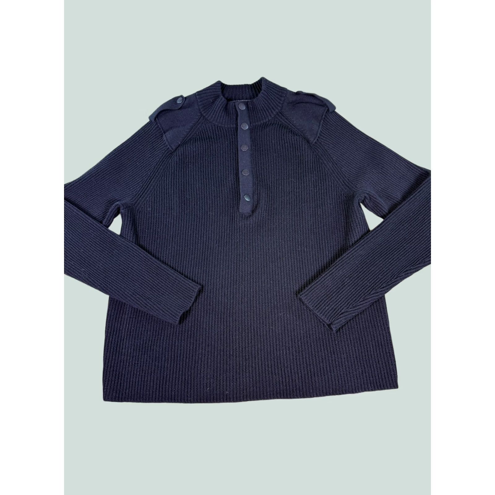 Banana Republic Banana Republic Wool Quarter Button Pullover Sweater Mens XL Black E230 - Classic Size US XL / EU 56 / 4 - 1 Thumbnail