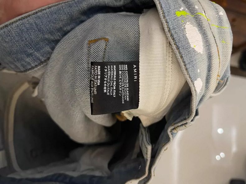 Amiri AmiriBright strip fluorescent single knee destruction jeans Size US 32 / EU 48 - 6 Thumbnail