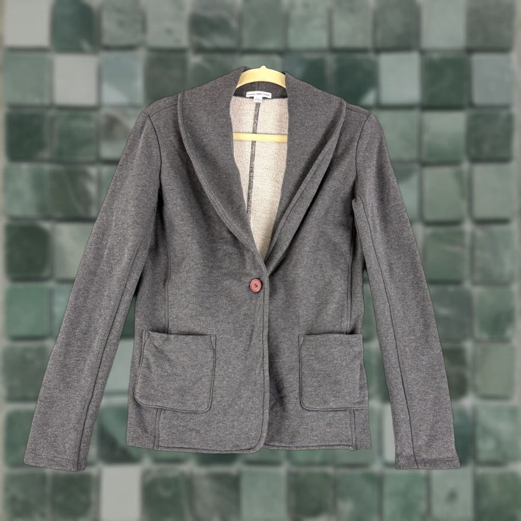 James Perse James Perse Shawl Collar Jacket Womens Large Gray Cotton Button Long Sleeve Size L / US 10 / IT 46 - 1 Thumbnail
