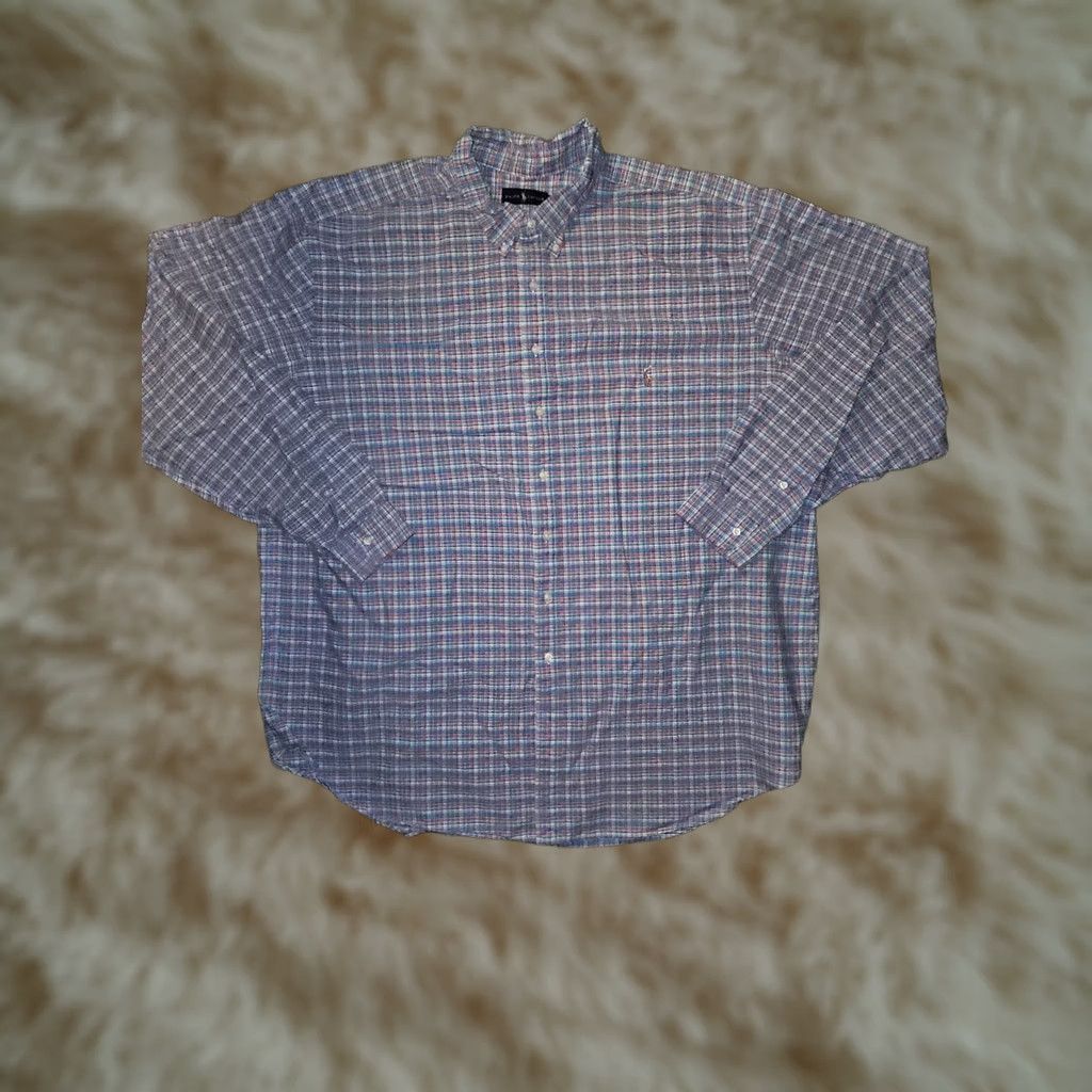 Ralph Lauren Ralph Lauren Button-Down Shirt Men 4XLT Plaid Long Sleeve Preppy Workwear Multicolor Embroidered Button-Up 64in Chest Big & Tall Mens Size US XXL / EU 58 / 5 - 1 Thumbnail