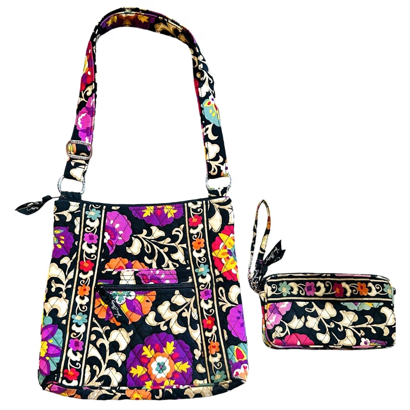 Vera Bradley Vera Bradley Crossbody Hipster Bag Suzani Pattern Floral Purse W/Wristlet Wallet Read Womens Medium Multicolor Floral 11x2in 56in Strap Drop Size ONE SIZE - 2 Thumbnail