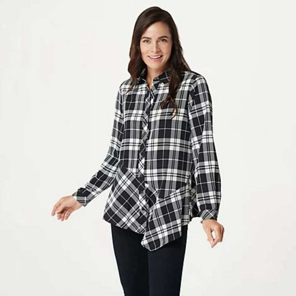 Other New Susan Graver Printed Stretch Woven Button-Front Asymmet Size S / US 4 / IT 40 - 1 Thumbnail