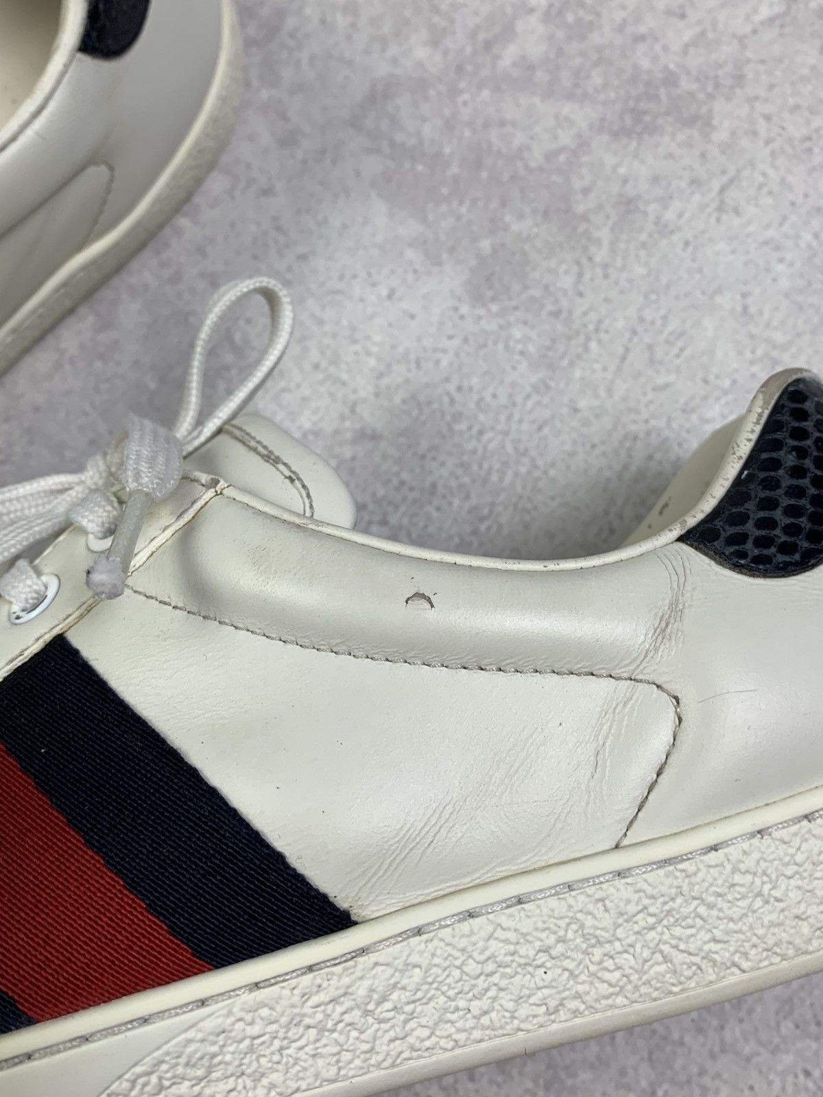 Gucci Gucci Ace White Leather Sneakers with Web Stripe – Size 7 Size US 7.5 / EU 40-41 - 8 Thumbnail