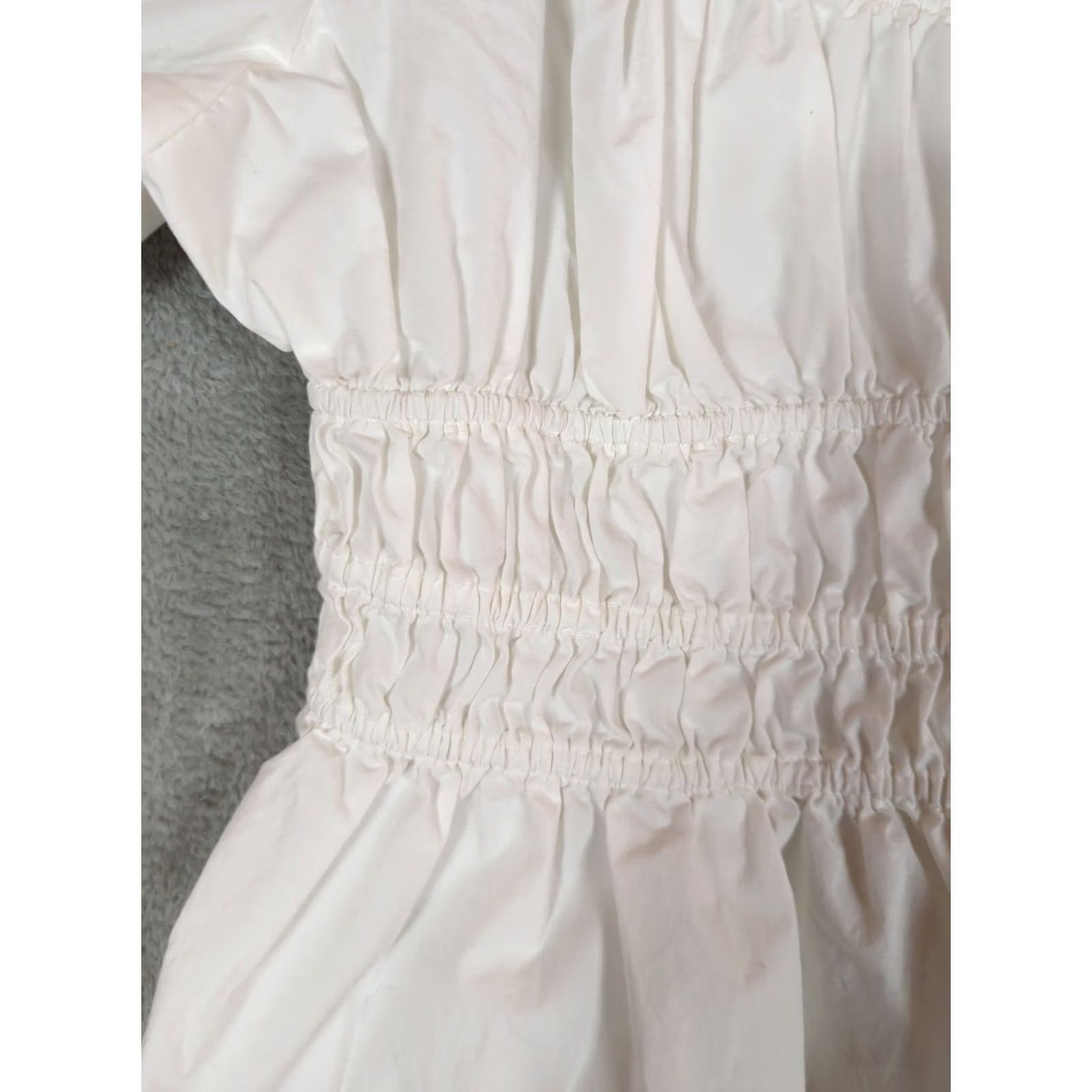 Gap Gap White Puff Sleeve Crop Top Blouse L Slim Casual Peasant Boho Cotton 100% Size L / US 10 / IT 46 - 3 Thumbnail