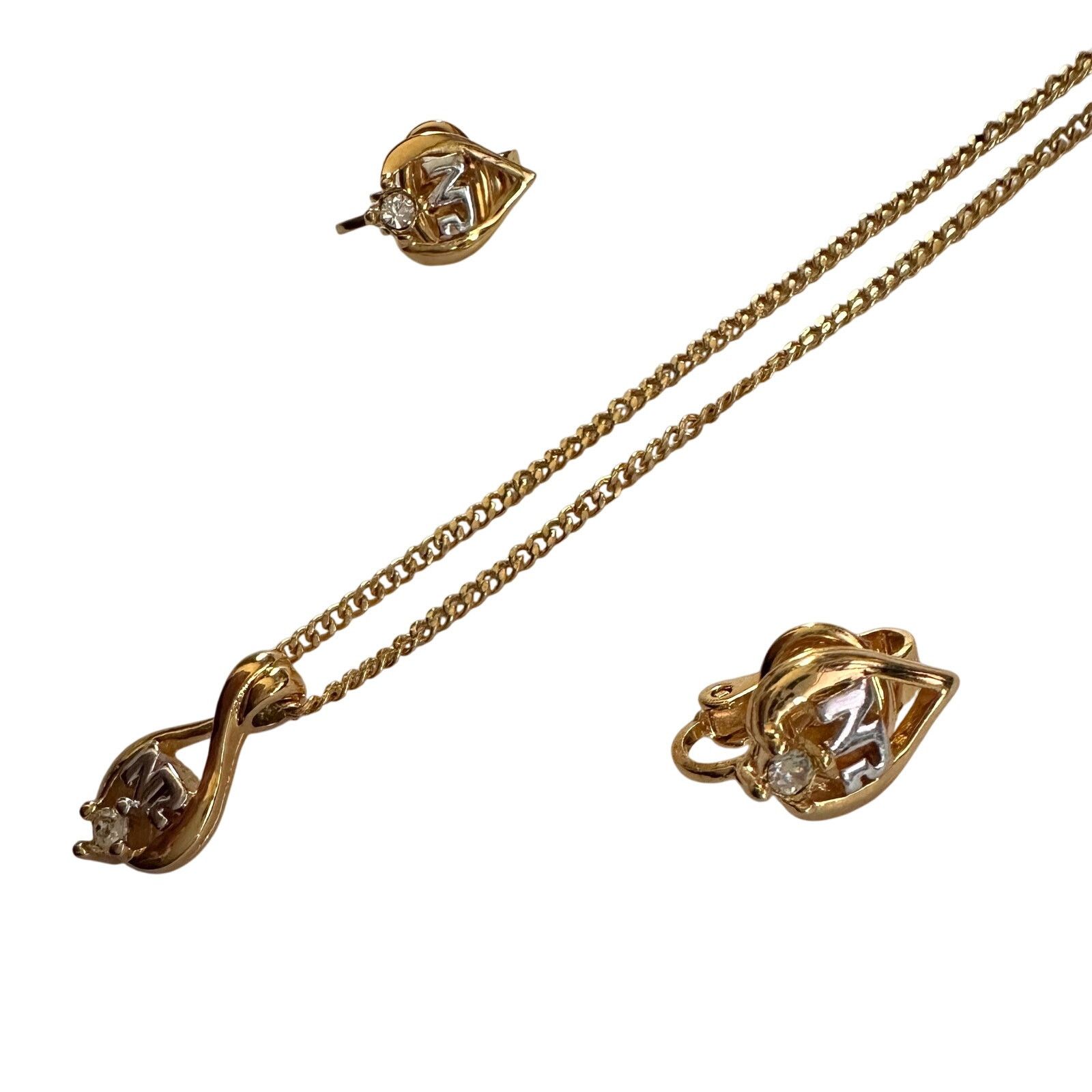 Nina Ricci Nina Ricci Necklace nad Earrings Set NR Rhinestone Size ONE SIZE - 9 Thumbnail