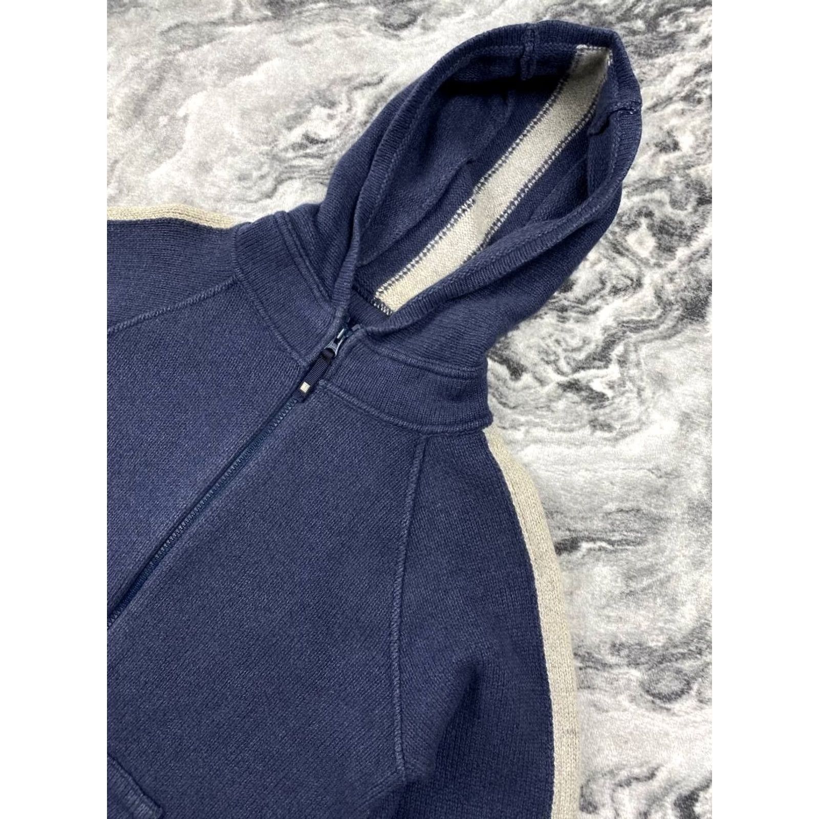 Vintage VINTAGE Armani Jeans Knit Wool Full Zip Hoodie 00s Men Size L Blue Size US L / EU 52-54 / 3 - 7 Thumbnail