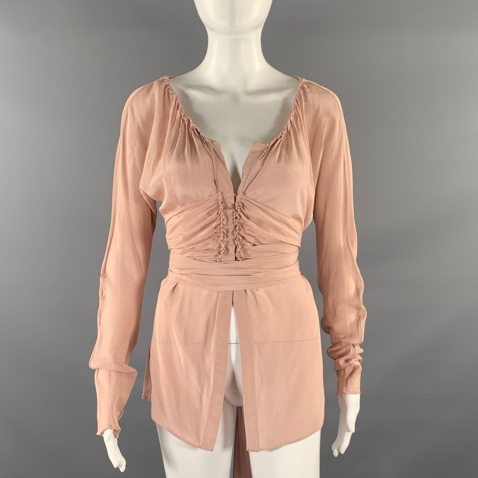 Gucci GUCCI Size M Taupe Silk Blouse Size M / US 6-8 / IT 42-44 - 1 Thumbnail