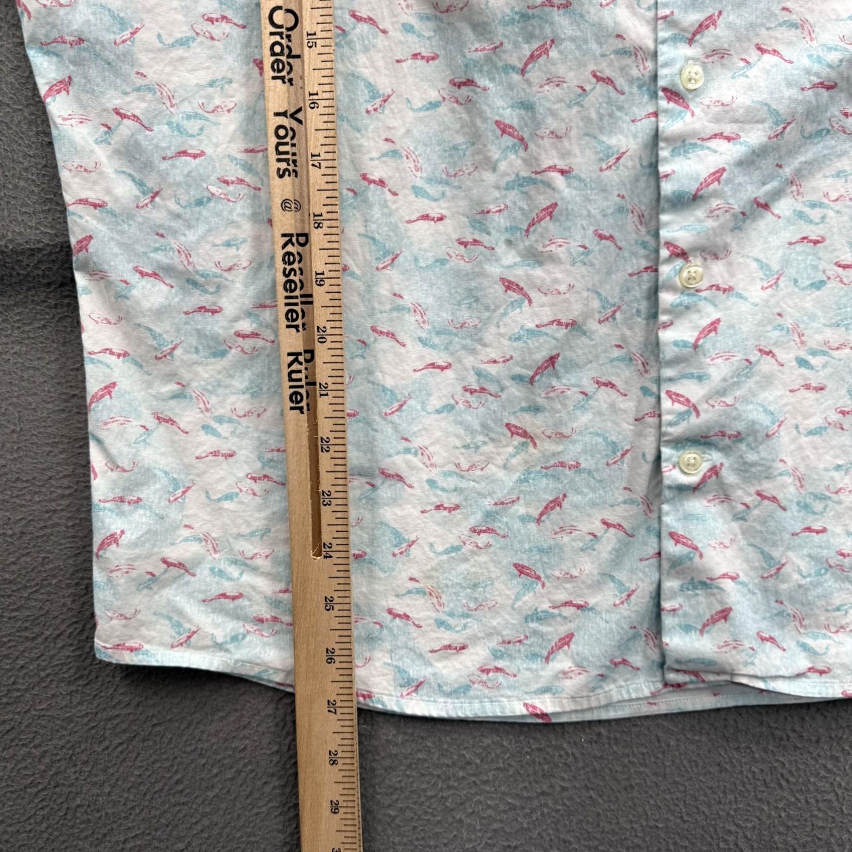Peter Millar Peter Millar Shirt Mens Large Blue Fish Print Short Sleeve Button Up Stretch Size US L / EU 52-54 / 3 - 5 Thumbnail
