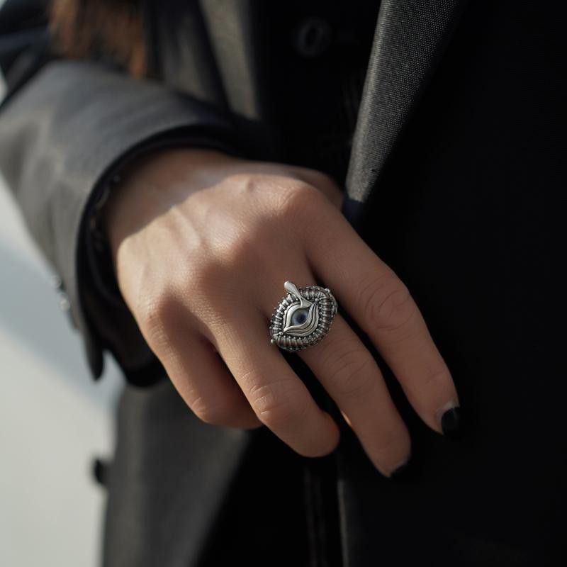 Jewelry Punk Jewelry Cry Rings Open Size Chrome Ring (Size 7-13) Size ONE SIZE - 2 Thumbnail