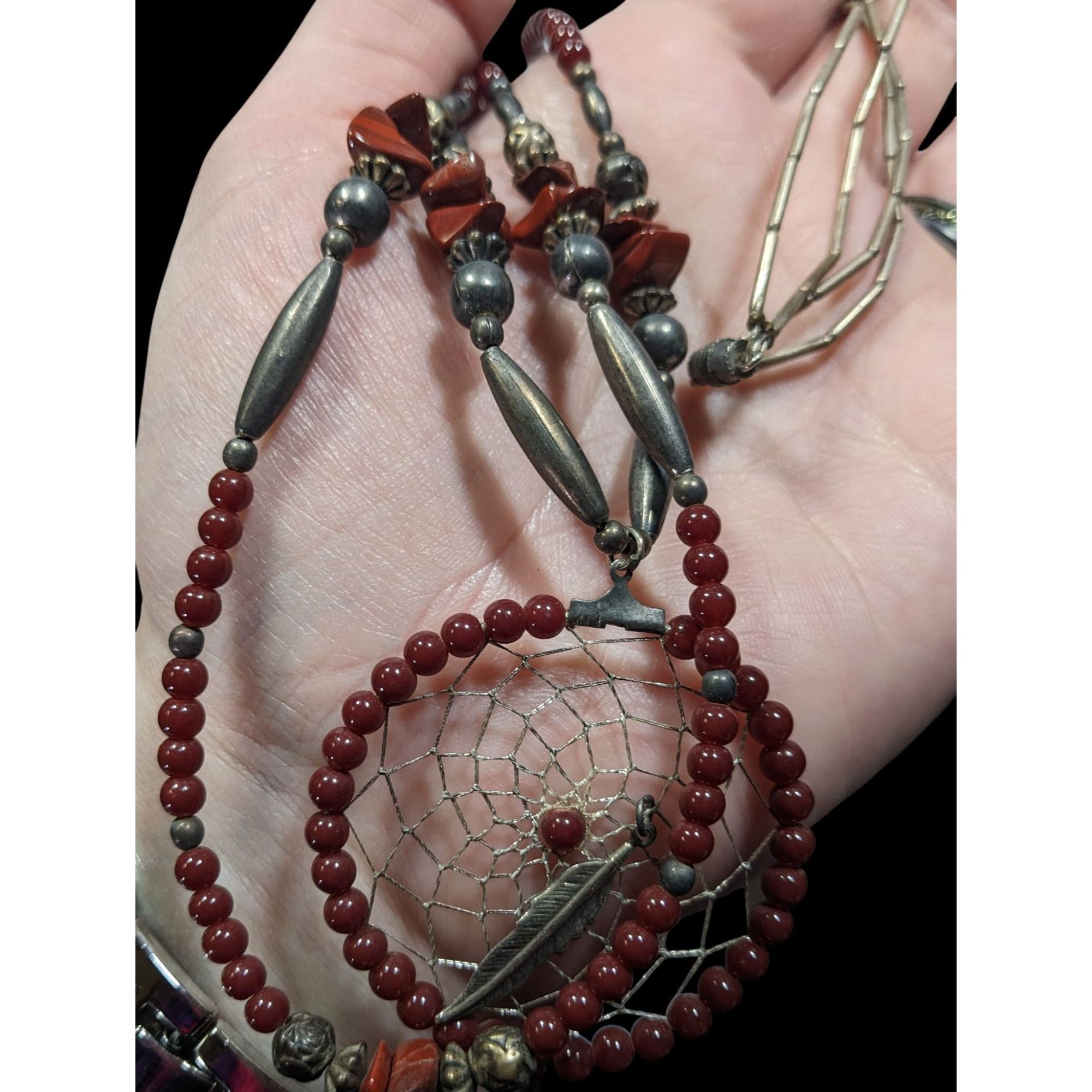 Other Vintage Handmade Native Dreamcatcher Necklace With Liquid Si Size ONE SIZE - 3 Thumbnail