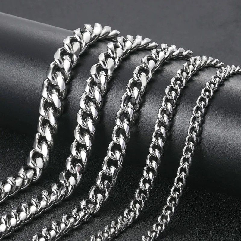 Jewelry × Vintage Stainless Steel Necklace Cuban Chain Size ONE SIZE - 4 Thumbnail