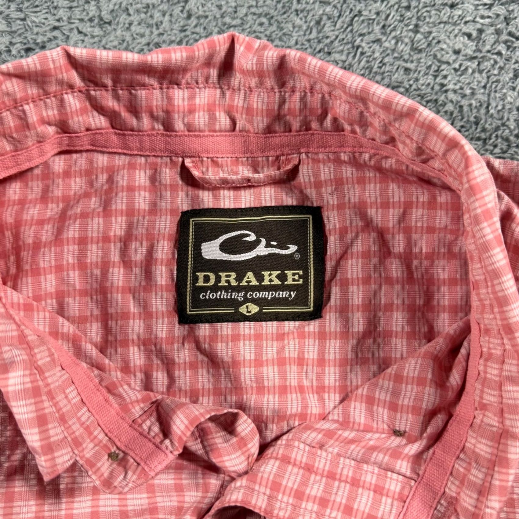 CO Drake Clothing Co Mens Large Pink Gingham Button Shirt Performance Size US L / EU 52-54 / 3 - 4 Thumbnail