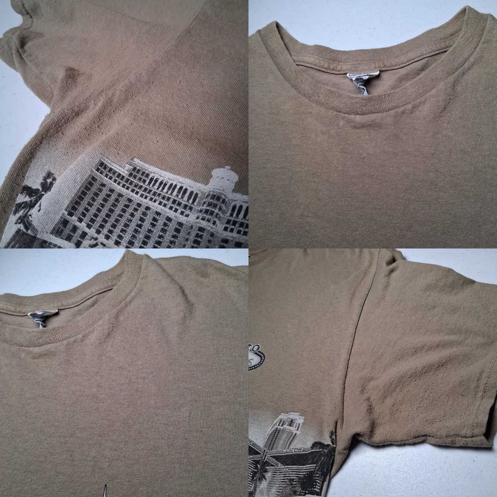 Delta Las Vegas Nevada Shirt Men 2XL Tan Beige Wrap Around Graphic Casino The Strip Skyline 90s Travel Las Vegas Mens T-Shirt Size US XXL / EU 58 / 5 - 9 Thumbnail