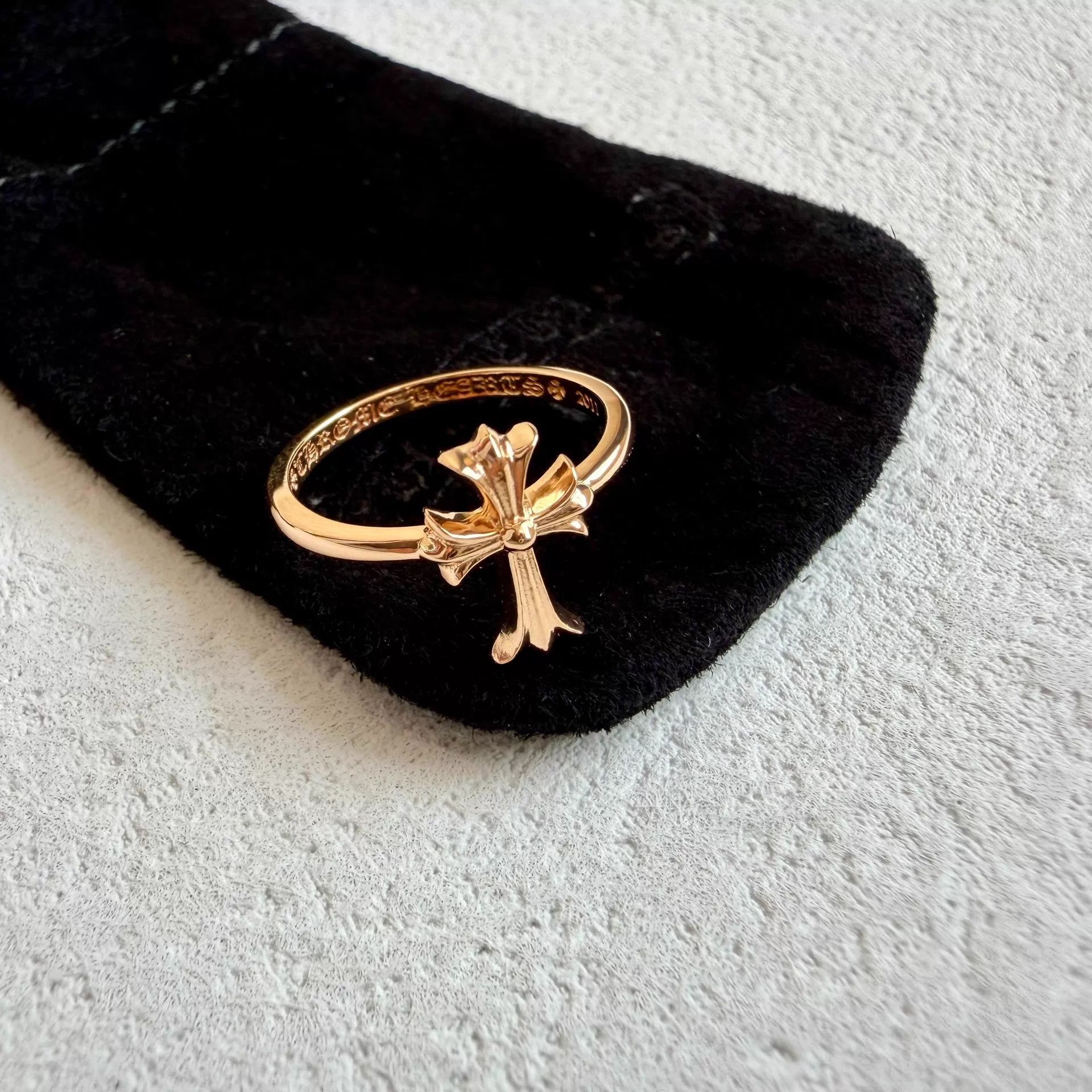 Chrome Hearts Chrome Hearts 22k Gold Bubblegum Long Cross Ring US4 New Size ONE SIZE - 1 Thumbnail