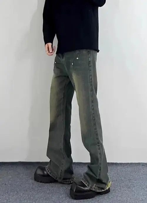 Jean Vintage street hip hop Y2K studded baggy jeans Size US 33 - 8 Thumbnail