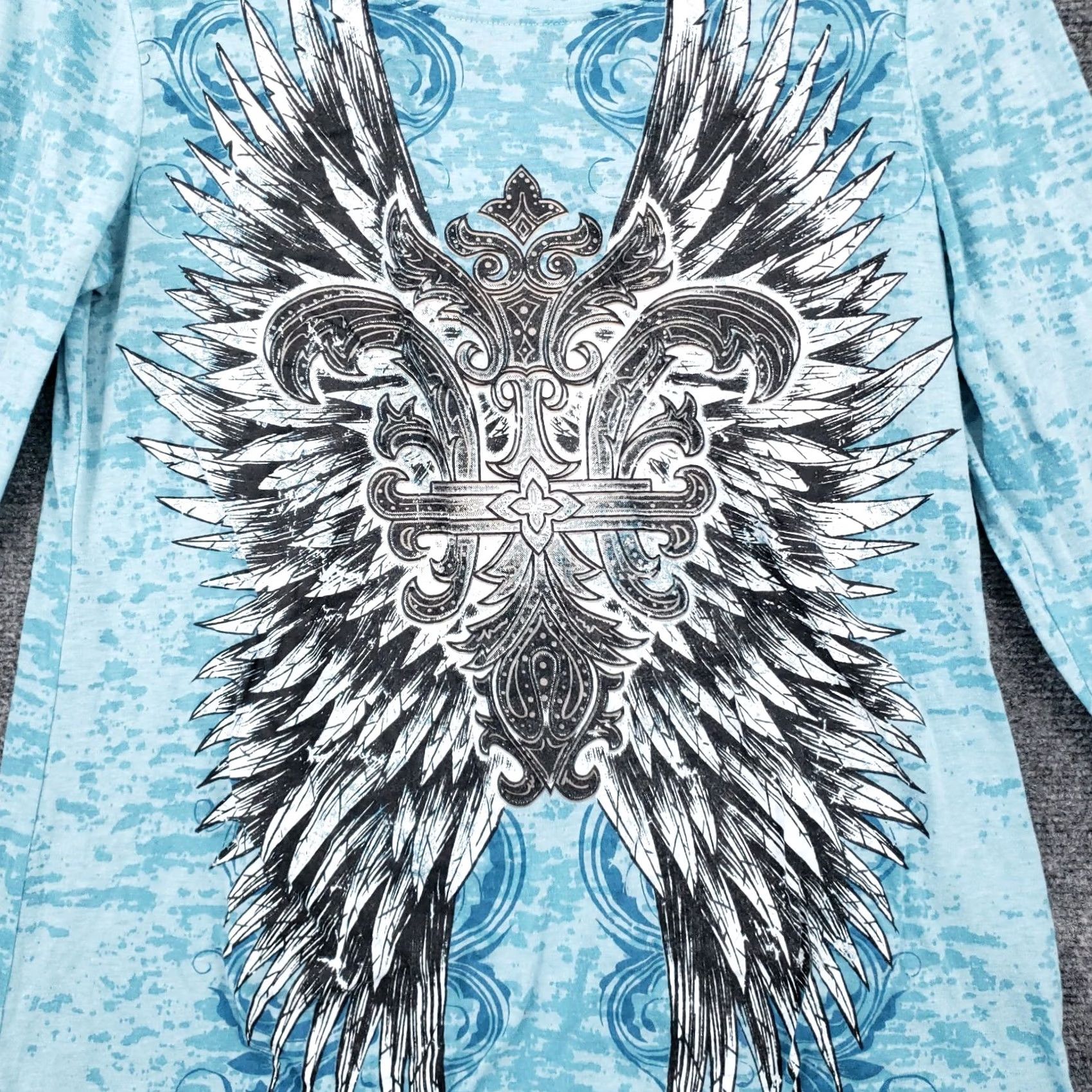 Wrangler Wrangler Rock 47 Shirt Womens Large Blue Graphic Tee Long Sleeve Grunge Y2K Size L / US 10 / IT 46 - 4 Thumbnail