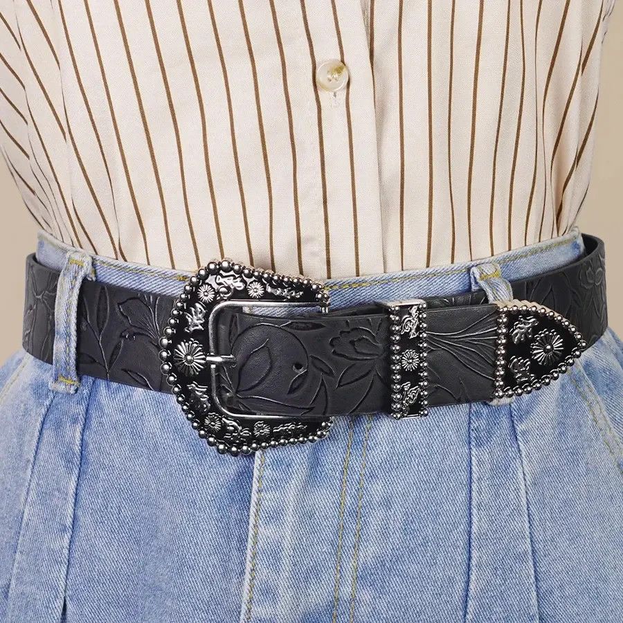 Jewelry Elegant Vintage Carved Buckle Leaf Belt Size ONE SIZE - 1 Thumbnail