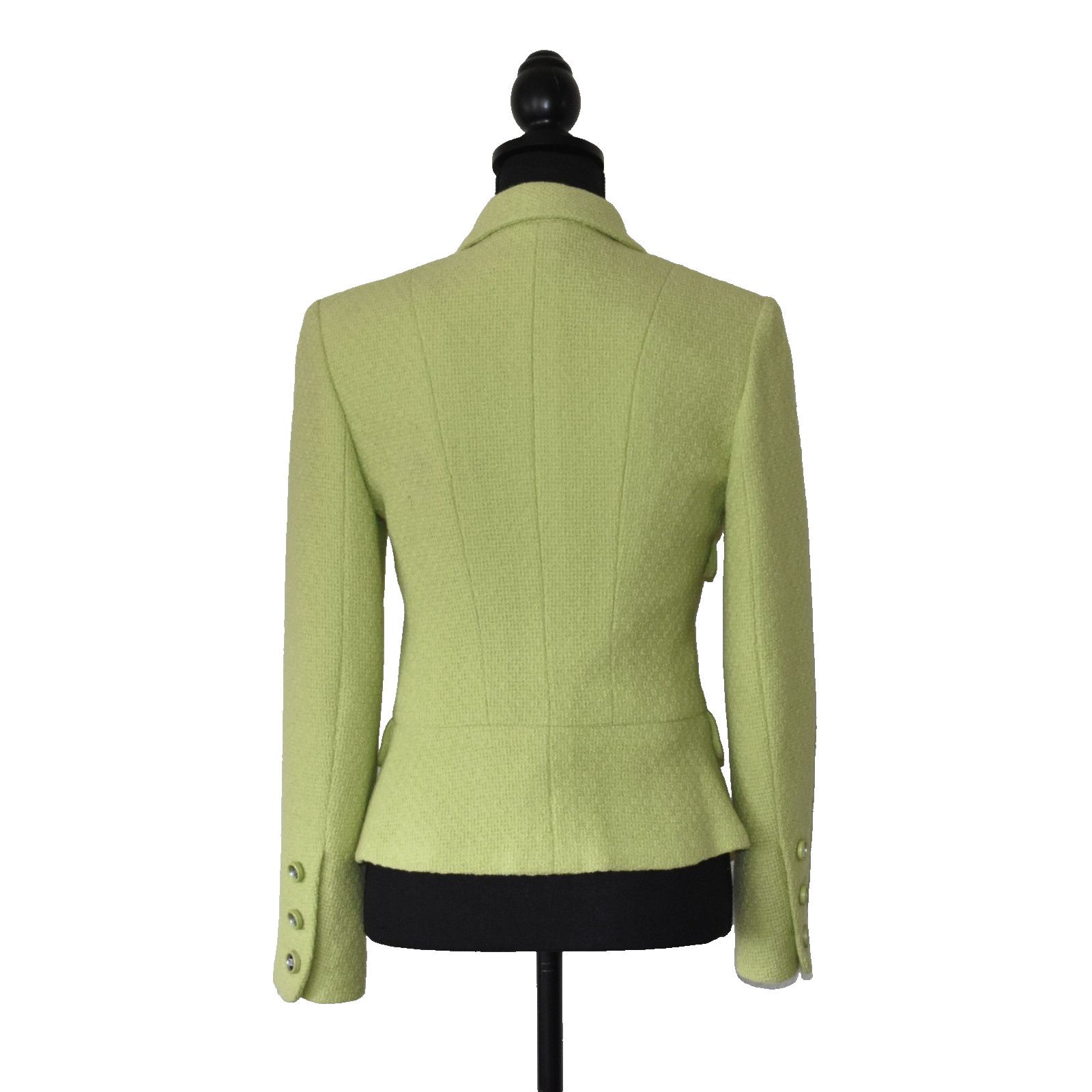 Chanel CHANEL BOUTIQUE 95C Green Tweed Mirror Buttons Jacket Sz 38 Size XS / US 0-2 / IT 36-38 - 3 Thumbnail