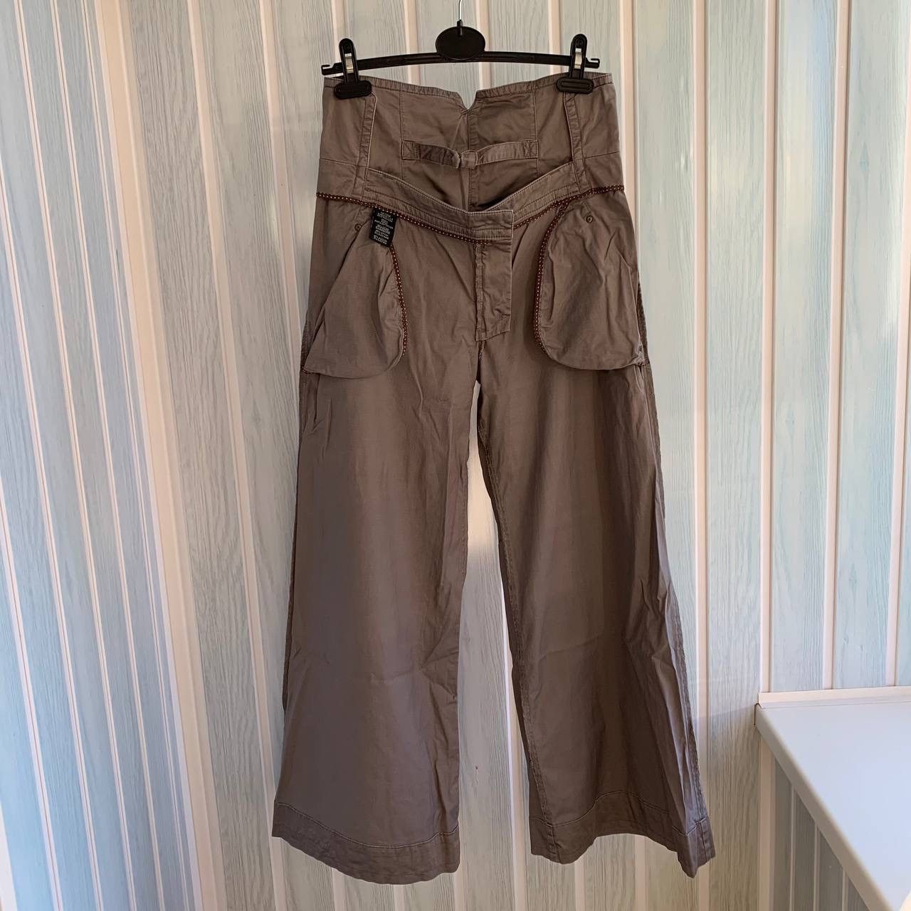Cop Copine Vintage Cop Copine Gray Cotton Geometric Fit Flare Trousers Size 27" / US 4 / IT 40 - 4 Thumbnail
