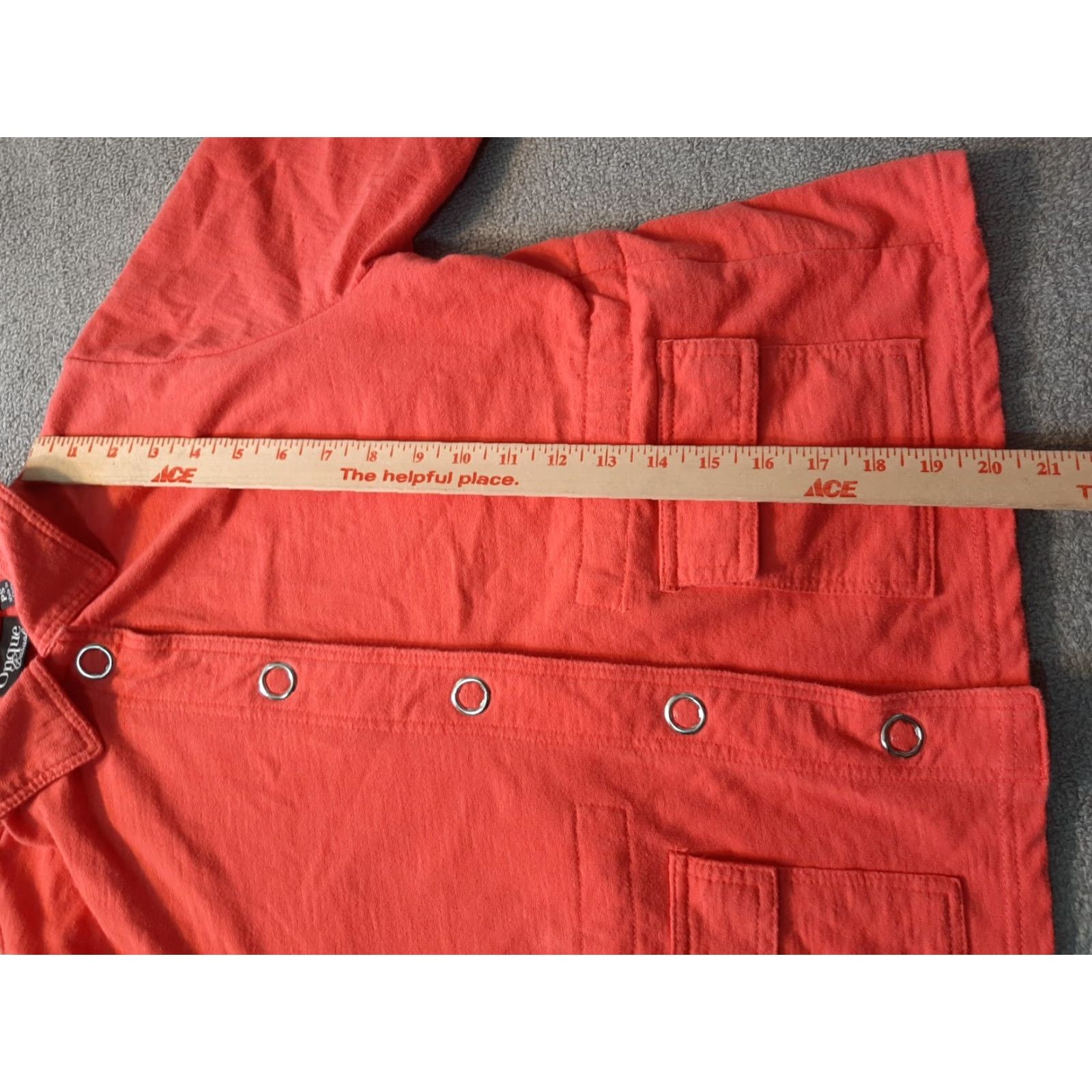 Vintage Onque Casuals Jacket 3/4 Sleeve Womens Petite Small Orange Floral Knit Top Cotton Blend Snap Pockets Size S / US 4 / IT 40 - 4 Thumbnail