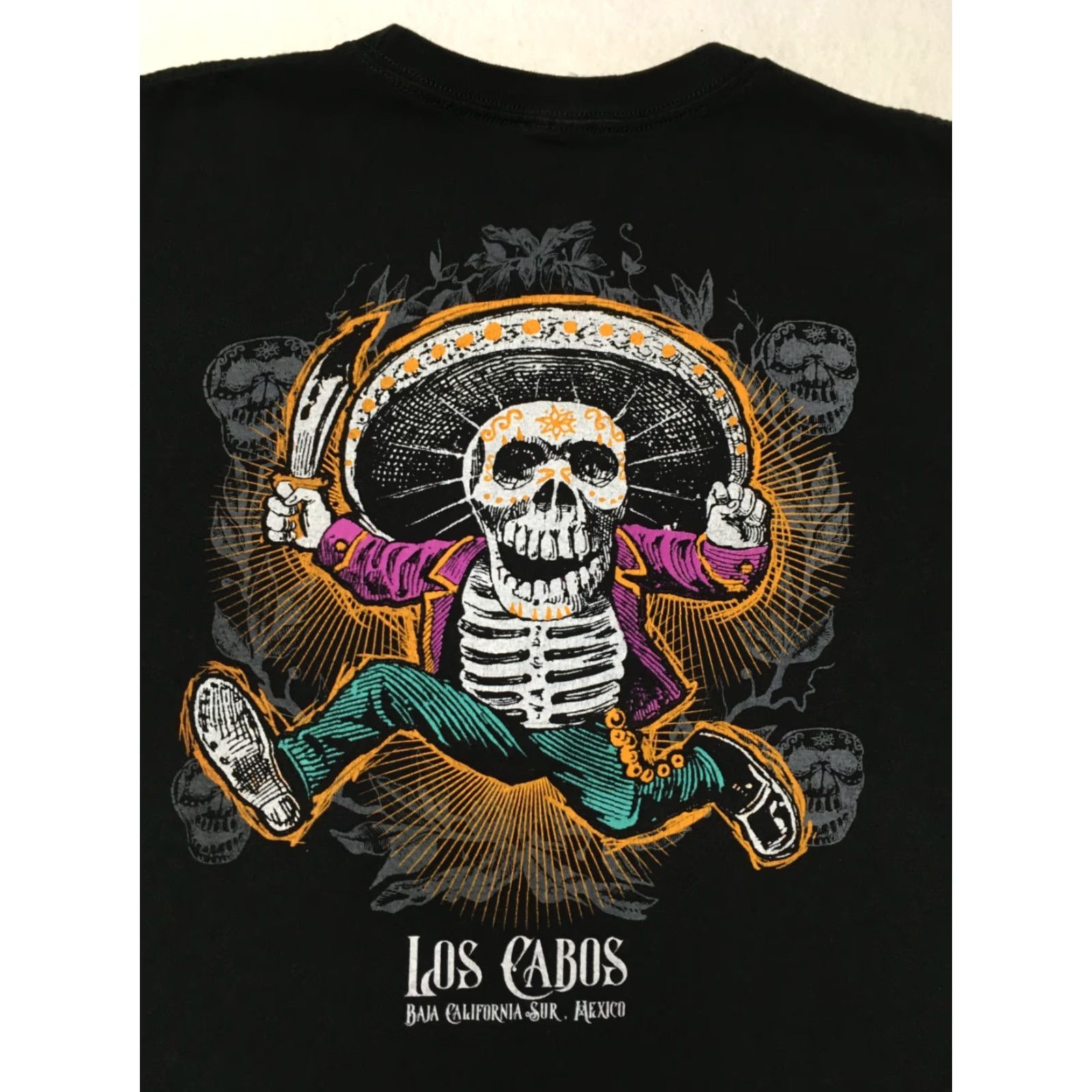 Vintage VINTAGE Yazbek T-Shirt Men Black XL Crew Neck Short Sleeve Graphic Sword Skeleton Los Cabos Size US XL / EU 56 / 4 - 2 Thumbnail
