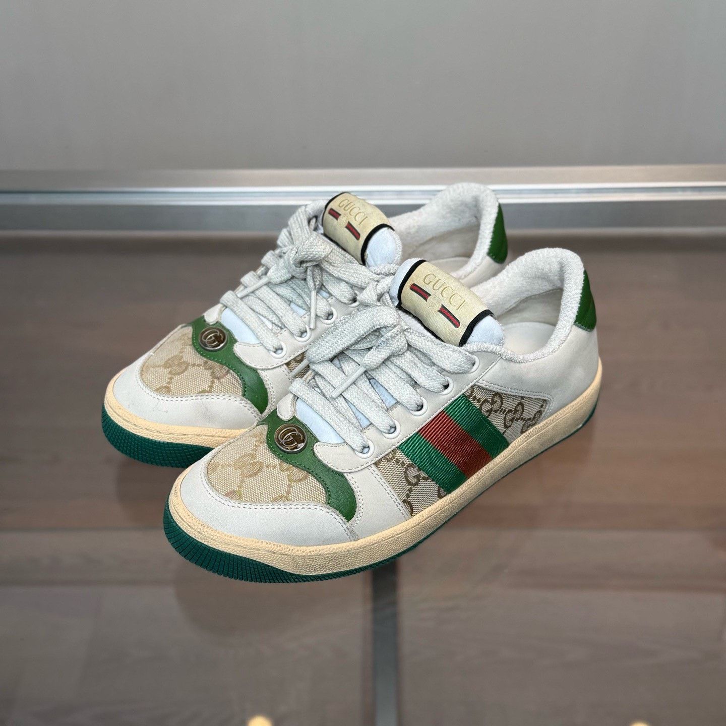 Gucci Gucci Screener Double G Enamel Sneakers Size US 5.5 / IT 35.5 - 1 Thumbnail
