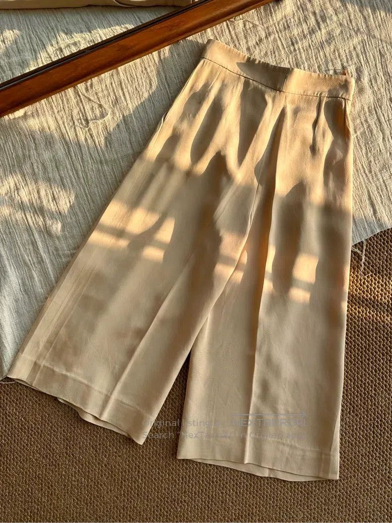 Hermes Hermes Silk Pleated Wide Leg Straight Pants, Apricot Size 25" / US 0 / IT 36 - 3 Thumbnail