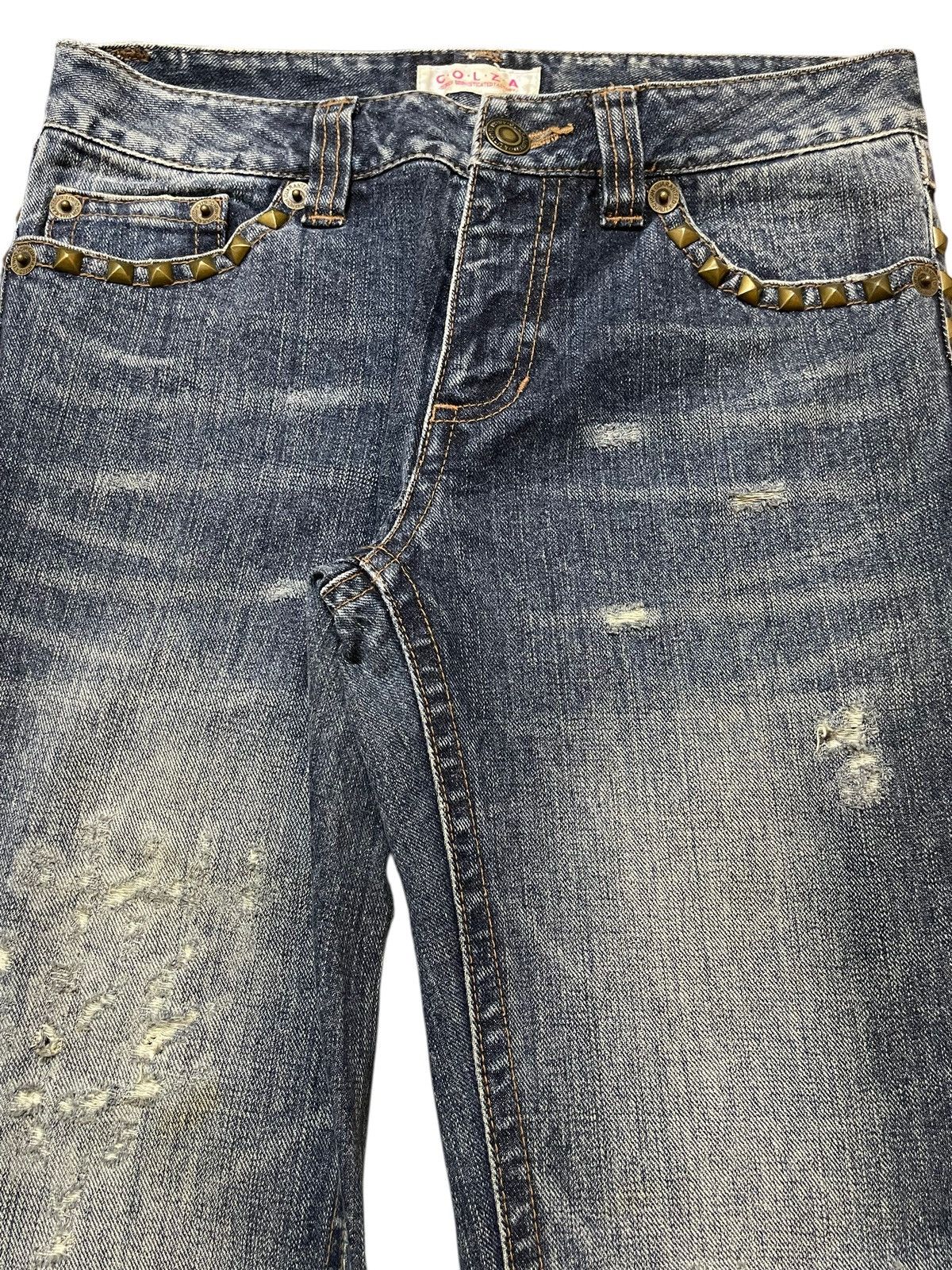 14th Addiction Vintage Japanese Brand Faded Wash Distressed Flared Jeans Size US 28 / EU 44 - 4 Thumbnail