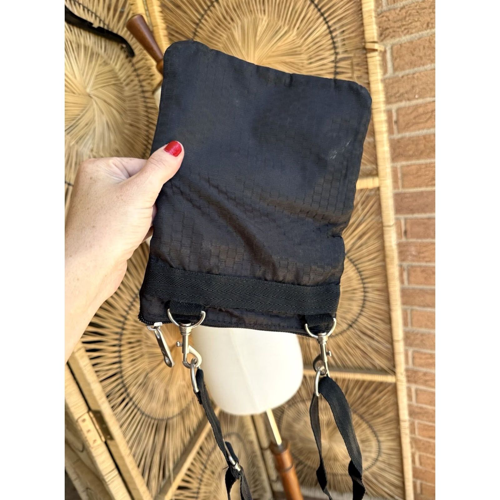 Harley Davidson Harley-Davidson Women's Nylon Crossbody Bag Small Black Leather Lining Zipper Detachable Strap Adjustable Strap Crossbody Size ONE SIZE - 4 Thumbnail