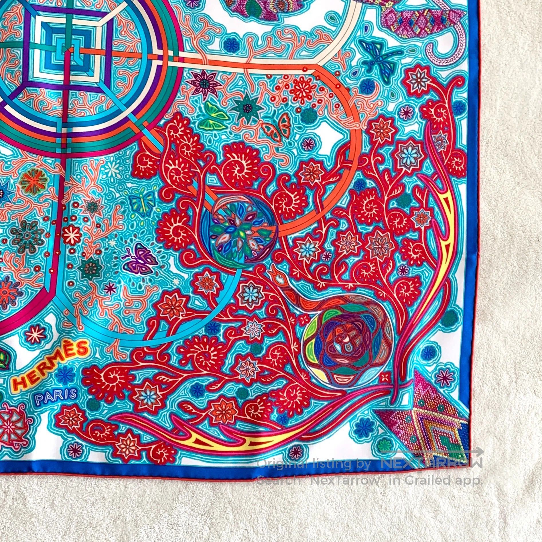 Hermes Hermes Blue Wind Tree Pattern Silk Scarf| Size ONE SIZE - 5 Thumbnail