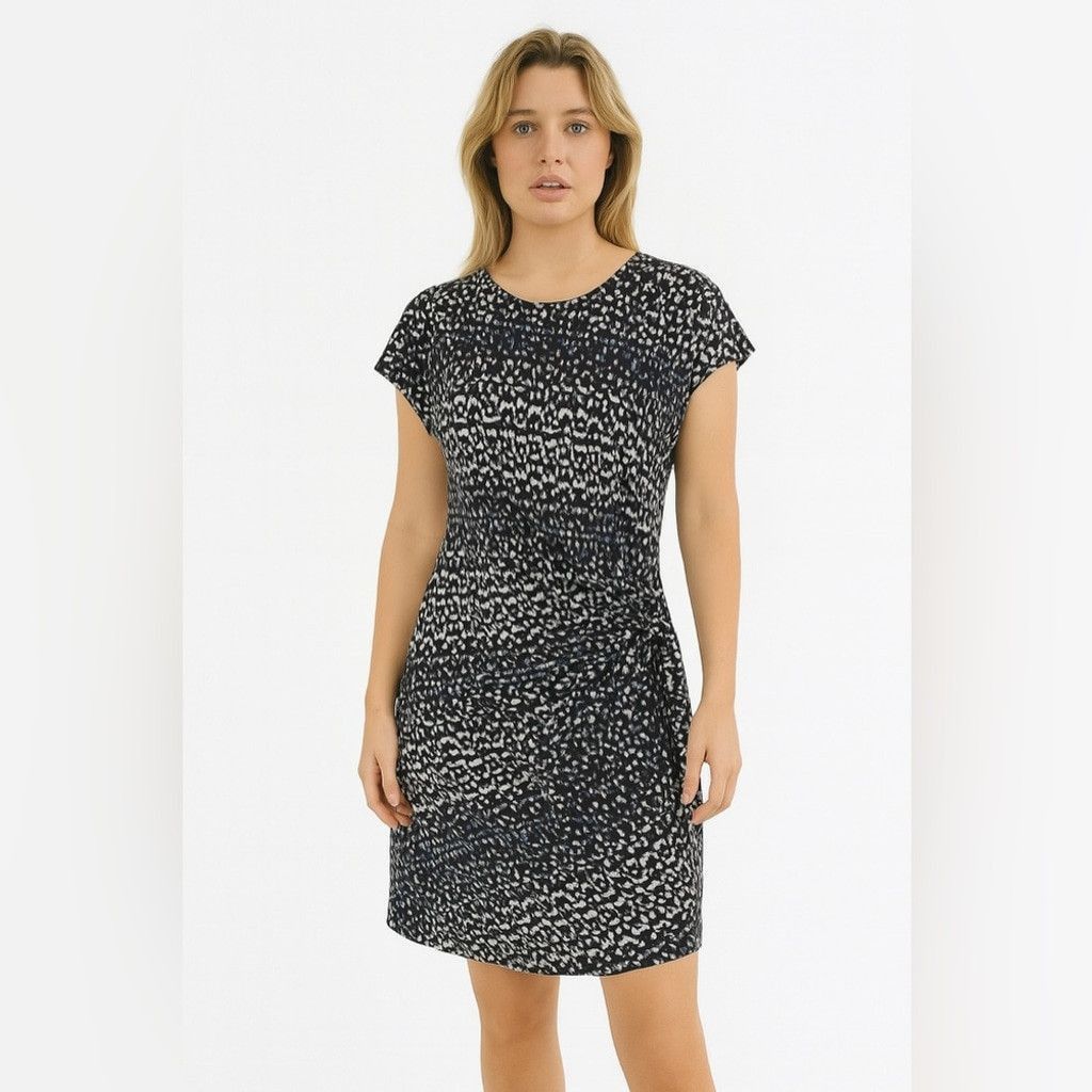Nicole Miller Nicole Miller Monochrome Abstract Midi Dress Size L / US 10 / IT 46 - 1 Thumbnail