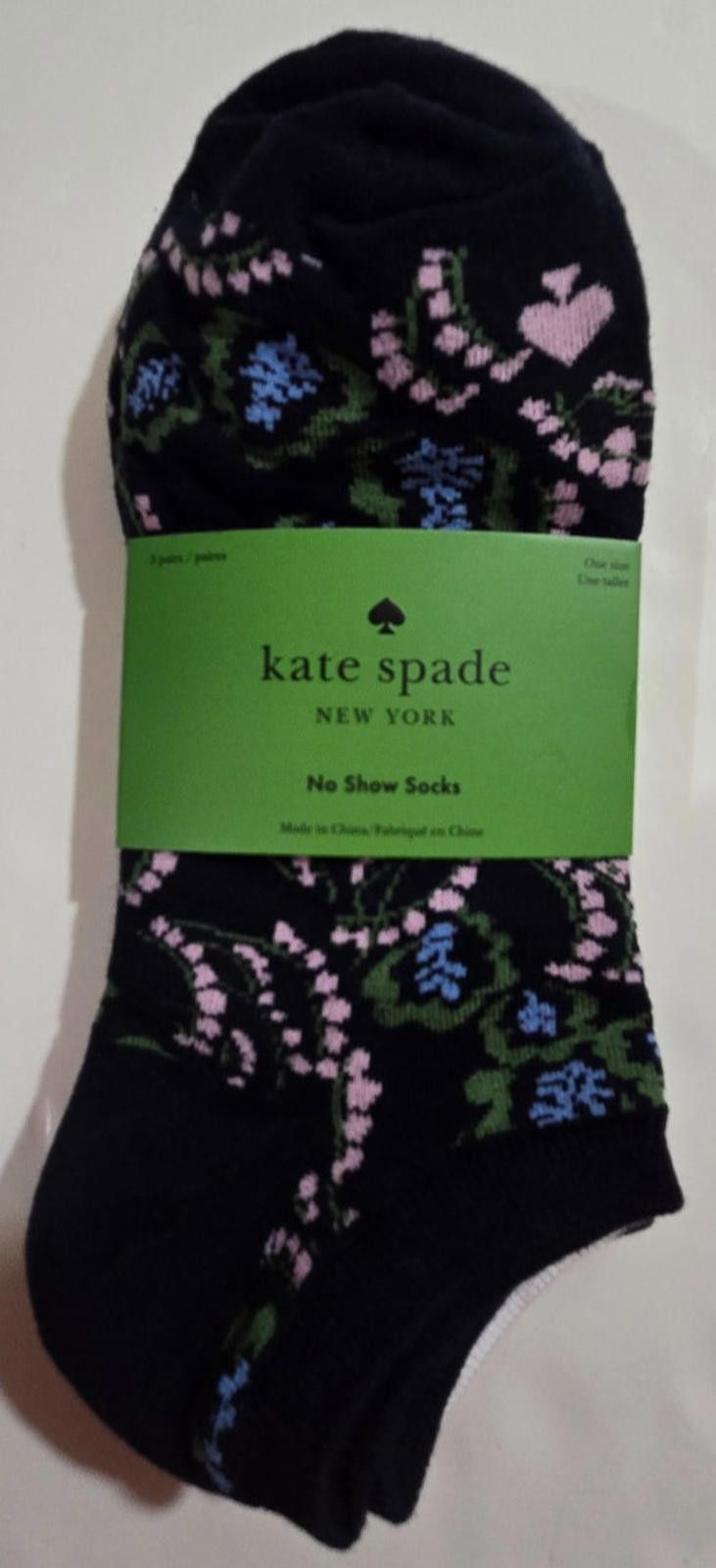 Designer Kate Spade No Show Socks Multi Floral Solid 3 pack NWT Size ONE SIZE - 1 Thumbnail