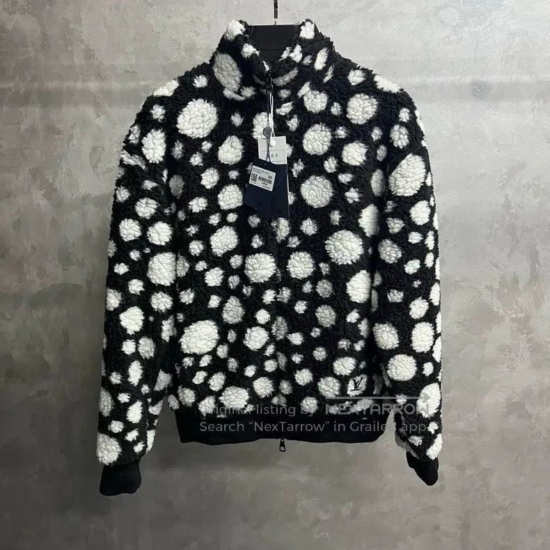 Louis Vuitton Louis Vuitton Black polka-dot fleece zip-up collar jacket Size US S / EU 44-46 / 1 - 1 Thumbnail