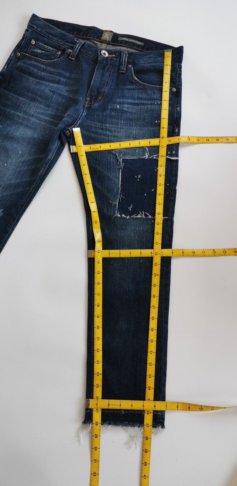 Vintage Back Number Patchwork Reworked Ankle Jeans Vintage Size US 33 - 10 Thumbnail