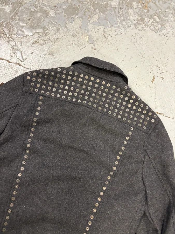 Moschino 2000s Moschino Grey Wool Studded Jacket Size US M / EU 48-50 / 2 - 6 Thumbnail