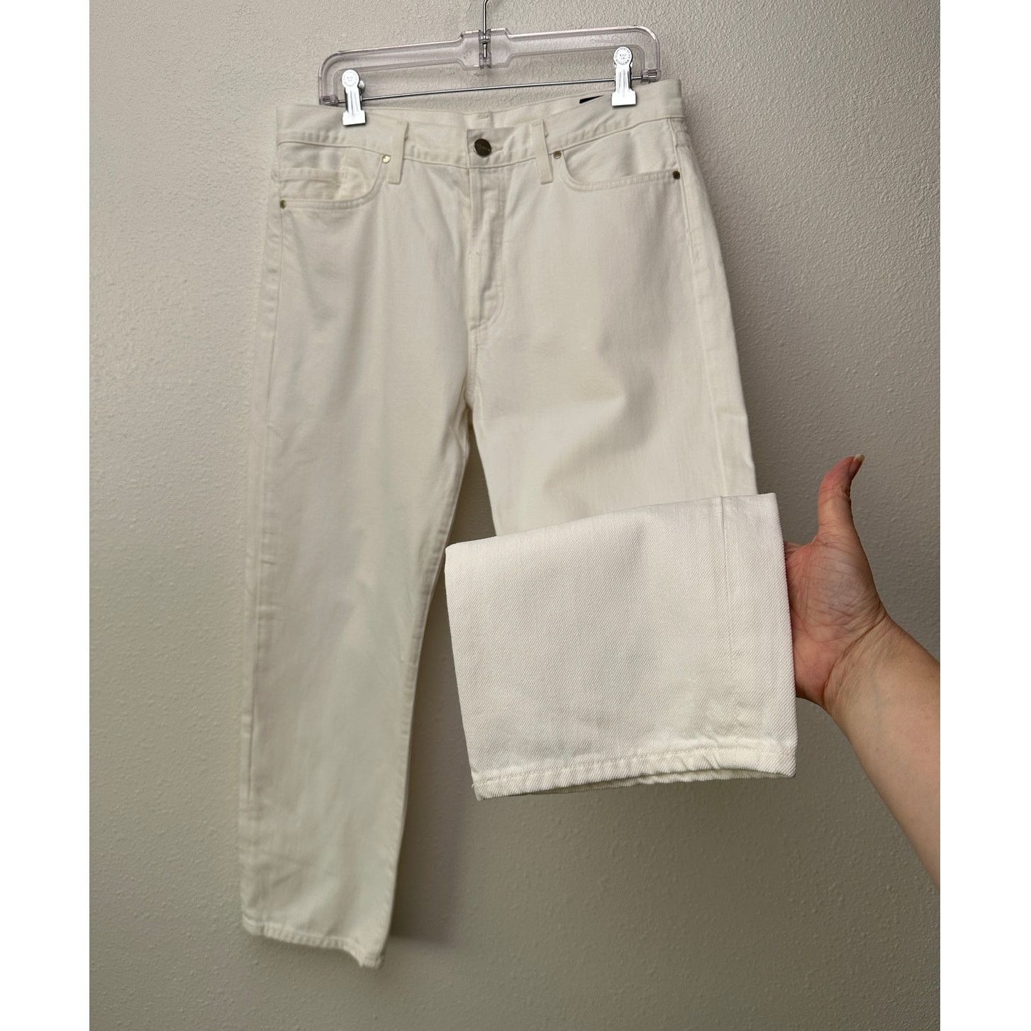 GOLDSIGN Goldsign Ivory Straight-Leg 100% Cotton Jeans 29 Button Fly Size 29" - 1 Thumbnail