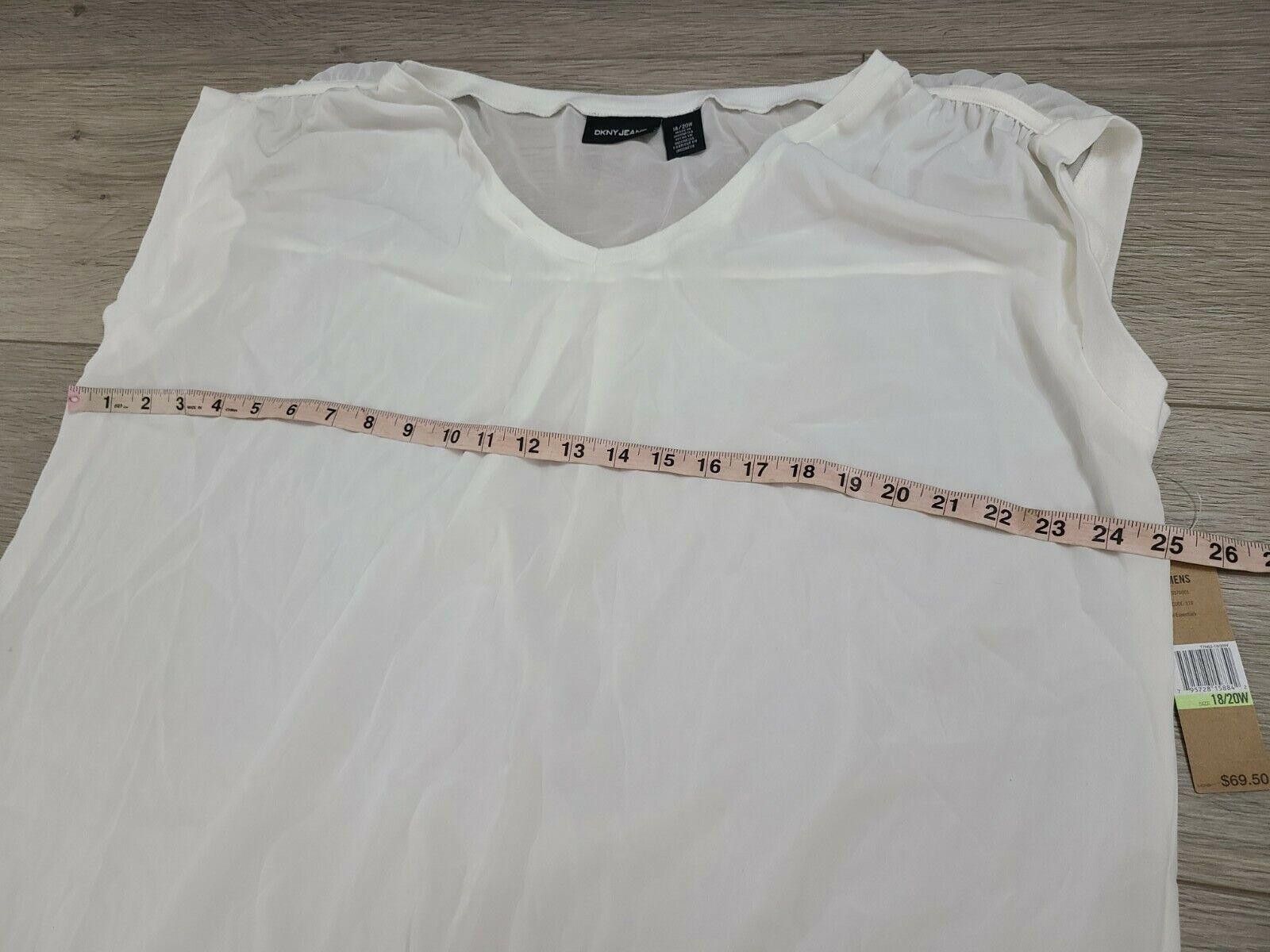 DKNY DKNY Top 18/20w White Sheer Short Sleeve New Blouse Size XXL / US 16-18 / IT 52-54 - 5 Thumbnail