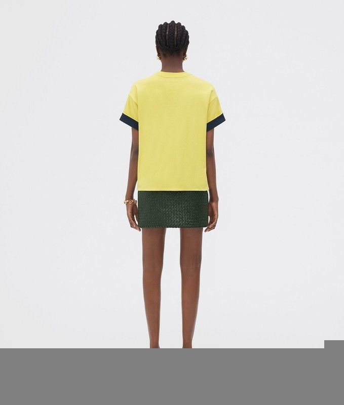 Bottega Veneta o1w1db10824 Double Layered Cotton Jersey T-Shirt Yellow Size S / US 4 / IT 40 - 3 Thumbnail