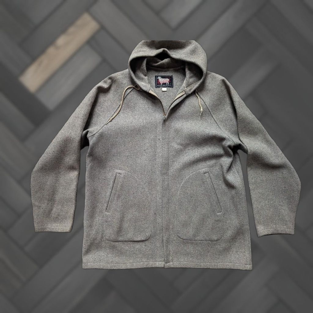 Vintage VINTAGE Woolrich Hoodie Jacket Mens M Gray Wool Hooded Full Zip 1950s 1960s Fleck Woolwear Size US M / EU 48-50 / 2 - 1 Thumbnail