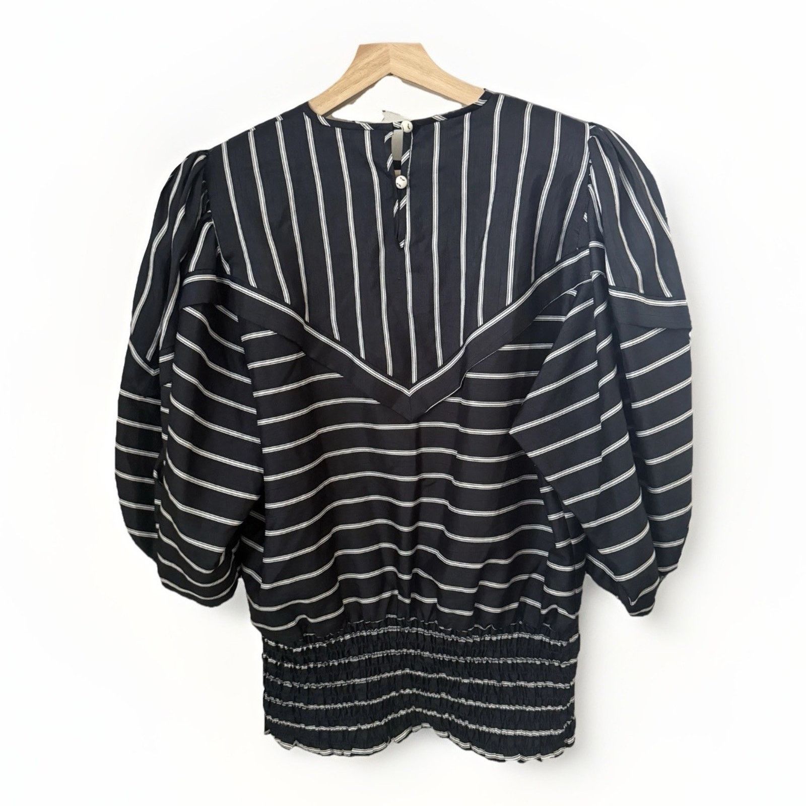 Other Vtg 80’s Mosaic Striped Puff Sleeve Striped Smocked Retro Size M / US 6-8 / IT 42-44 - 2 Thumbnail